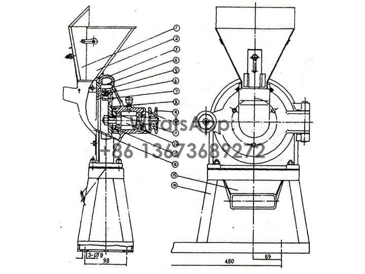 Structure of disk mill machine